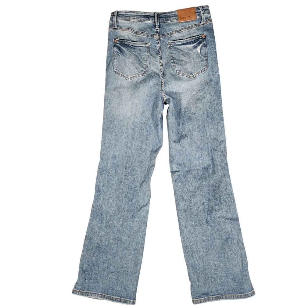 Judy Blue Straight Jeans Womens 9/29 Blue Excellent Distressed High Rise - Picture 11 of 14